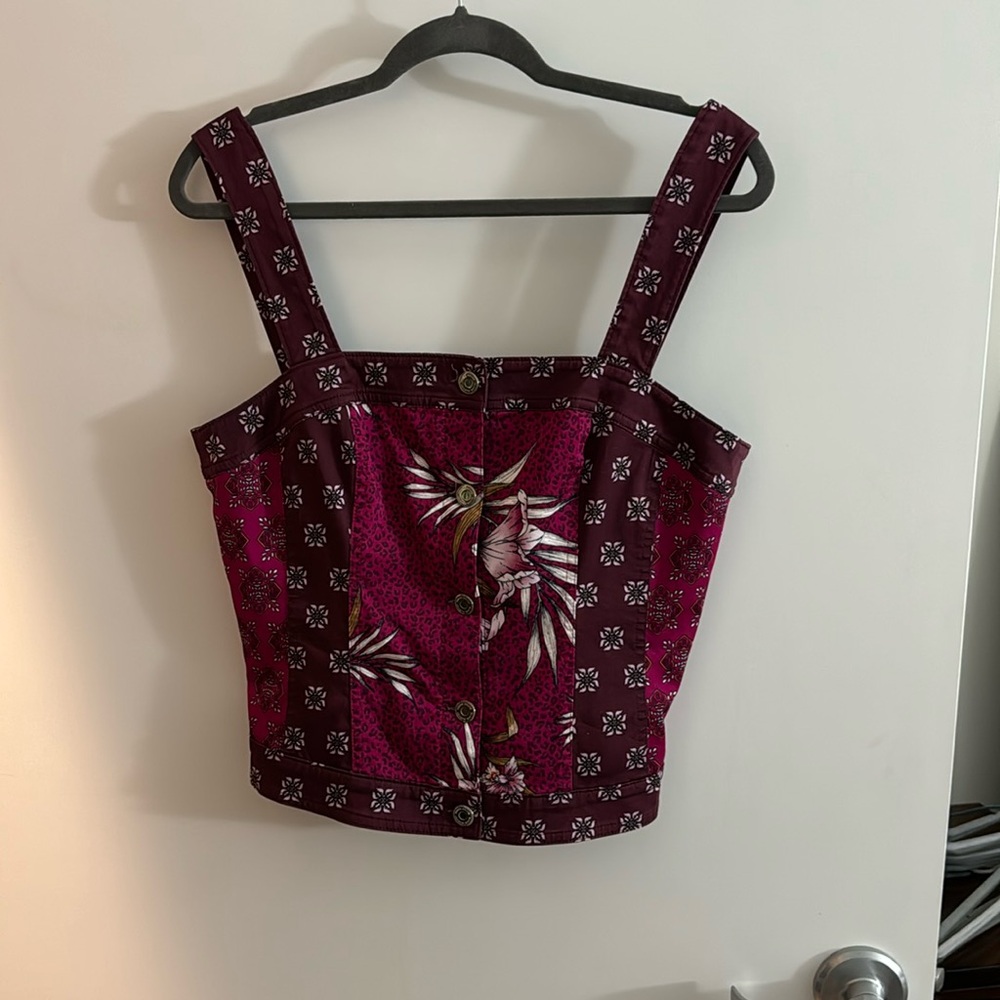 WHBM Button Up Magenta Floral Top - Size 10